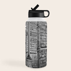 A Book Lover's Dream - Cincinnati Public Library black and white photographs / black and white photo Water Bottle
