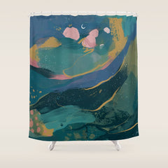 "You Are Worthy" Midnight Background Shower Curtain