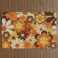70's Floral Prints, Retro Art Outdoor Rug