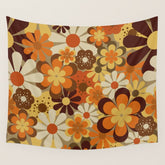 70's Floral Prints, Retro Art Wall Tapestry