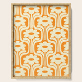 70s Orange Flower Pattern Serving Tray