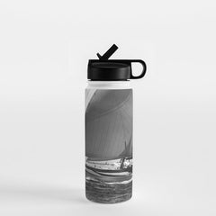 12-meter Sailing Yacht America's Cup Races nautical black and white photograph Water Bottle