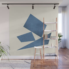 3 Forms Composition - Blue Wall Mural