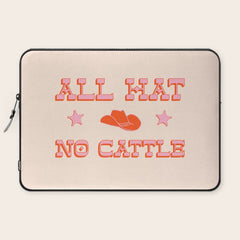 "All hat no cattle" in pink and orange retro western letters Laptop Sleeve