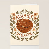 Always Sleepy' Fox Stationery Card