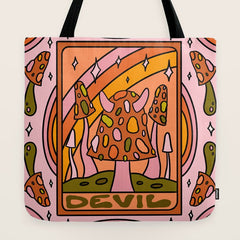 15. Devil Tarot Mushroom Tote Bag