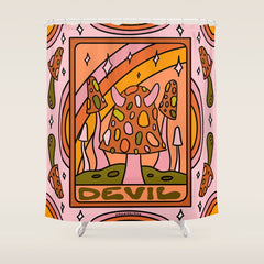 15. Devil Tarot Mushroom Shower Curtain