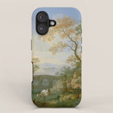 A Landscape with Distant Classical Ruins, a Bridge, Figures, and Cattle iPhone Case