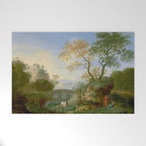 A Landscape with Distant Classical Ruins, a Bridge, Figures, and Cattle Welcome Mat