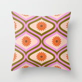 70s Disco Daisy Flower Pattern Throw Pillow