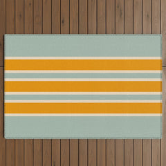 70s Style Mint Orange White Retro Stripes Pomona Outdoor Rug