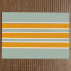 70s Style Mint Orange White Retro Stripes Pomona Outdoor Rug