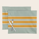 70s Style Mint Orange White Retro Stripes Pomona Placemat