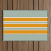 70s Style Mint Orange White Retro Stripes Pomona Outdoor Rug