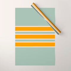 70s Style Mint Orange White Retro Stripes Pomona Wrapping Paper