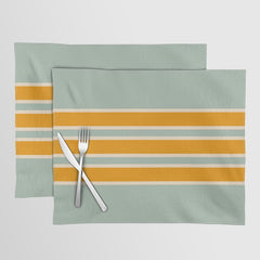 70s Style Mint Orange White Retro Stripes Pomona Placemat
