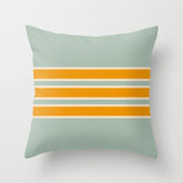 70s Style Mint Orange White Retro Stripes Pomona Throw Pillow