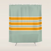 70s Style Mint Orange White Retro Stripes Pomona Shower Curtain