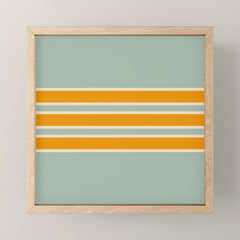 70s Style Mint Orange White Retro Stripes Pomona Mini Art Print