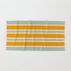 70s Style Mint Orange White Retro Stripes Pomona Bath Towel