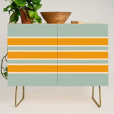 70s Style Mint Orange White Retro Stripes Pomona Credenza