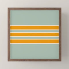 70s Style Mint Orange White Retro Stripes Pomona Mini Art Print