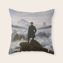 "Wanderer above the Sea of Fog" ("Der Wanderer ��ber dem Nebelmeer") by Caspar David Friedrich, circa 1817 Throw Pillow