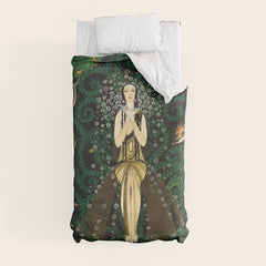 1921 Classical Masterpiece 'Flowers and Flames' by Kay Nielsen Duvet Cover