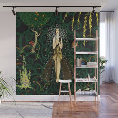 1921 Classical Masterpiece 'Flowers and Flames' by Kay Nielsen Wall Mural