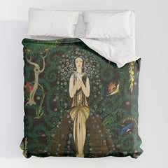 1921 Classical Masterpiece 'Flowers and Flames' by Kay Nielsen Comforter