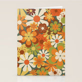 70's Retro Flowers Print Stationery Card