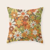 70's Retro Flowers Print Throw Pillow