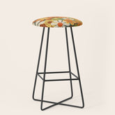 70's Retro Flowers Print Stool