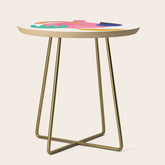 Desert Treasures' Minimalist Mid Century Paper Collage Colorful Shapes Retro Style Neon Colors by Ejaaz haniff Side Table