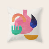 Desert Treasures' Minimalist Mid Century Paper Collage Colorful Shapes Retro Style Neon Colors by Ejaaz haniff Throw Pillow
