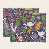 60s 70s psychedelic Modern Christmas Confetti Pattern Placemat