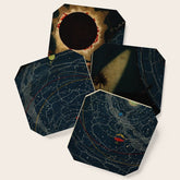 "Planetary System, Eclipse of the Sun, the Moon, the Zodiacal Light, Meteoric Shower" by Levi Walter Yaggi, 1887 Coaster