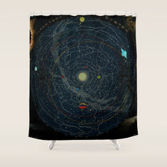 "Planetary System, Eclipse of the Sun, the Moon, the Zodiacal Light, Meteoric Shower" by Levi Walter Yaggi, 1887 Shower Curtain