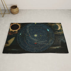 "Planetary System, Eclipse of the Sun, the Moon, the Zodiacal Light, Meteoric Shower" by Levi Walter Yaggi, 1887 Rug
