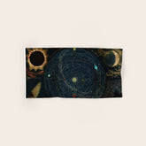"Planetary System, Eclipse of the Sun, the Moon, the Zodiacal Light, Meteoric Shower" by Levi Walter Yaggi, 1887 Bath Towel