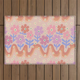 70s Retro Floral vibe Outdoor Rug