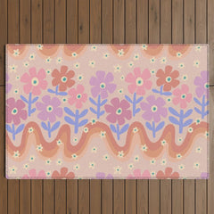 70s Retro Floral vibe Outdoor Rug