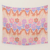 70s Retro Floral vibe Wall Tapestry