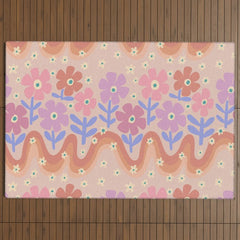 70s Retro Floral vibe Outdoor Rug
