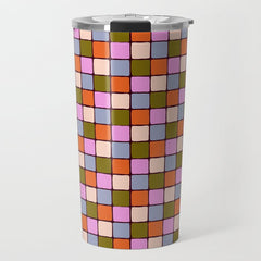 1970s Disco Dancefloor Checkerboard Pattern Travel Mug