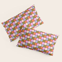 1970s Disco Dancefloor Checkerboard Pattern Pillow Sham