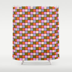 1970s Disco Dancefloor Checkerboard Pattern Shower Curtain