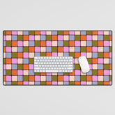 1970s Disco Dancefloor Checkerboard Pattern Desk Mat