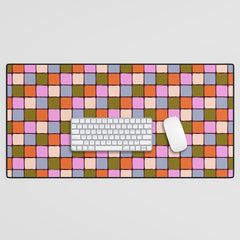 1970s Disco Dancefloor Checkerboard Pattern Desk Mat