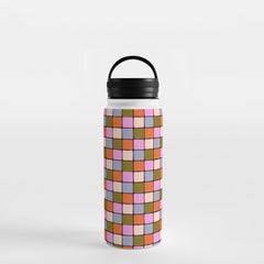 1970s Disco Dancefloor Checkerboard Pattern Water Bottle